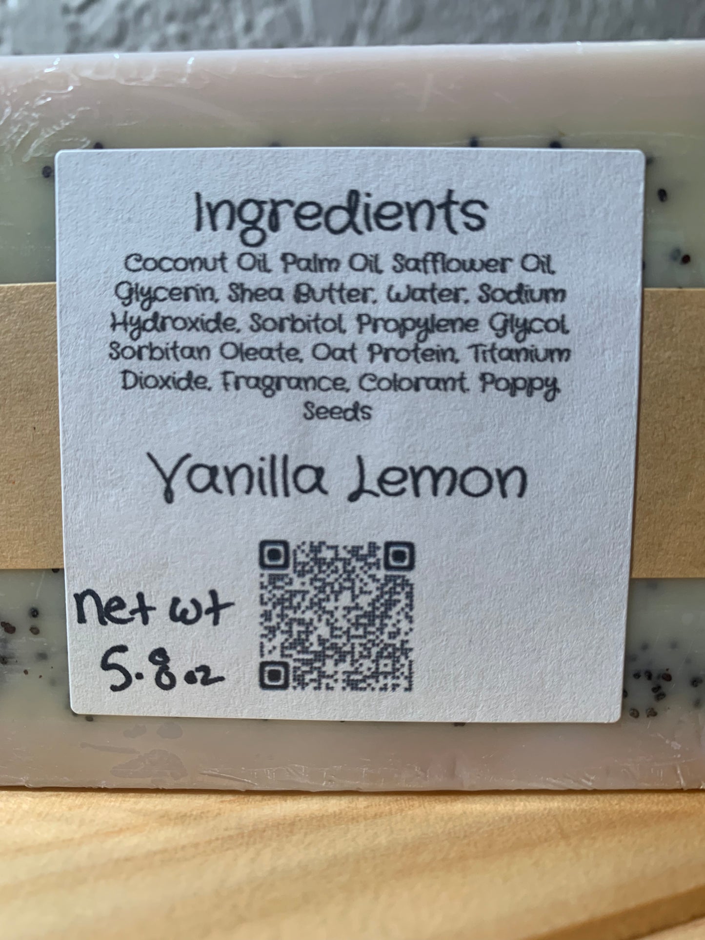 Lemon Vanilla Poppy Seed Shea and Aloe Soap Bar